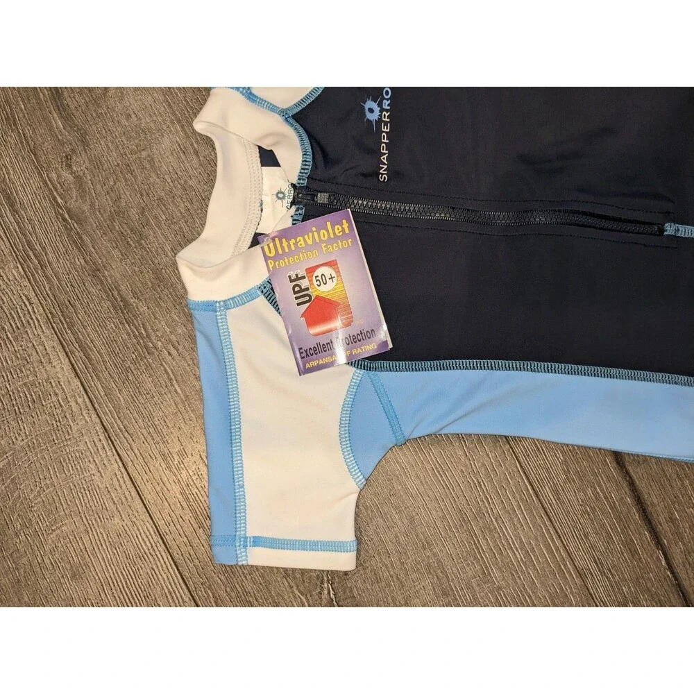 Snapper Rock Baby Boy Swim Sun Suit UPF 50 Blue 0-6M NWT